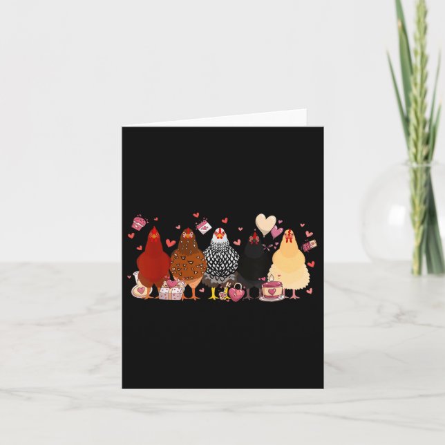 Chicken Valentines day Tee Heart Animals Älskare C Kort (Framsida)