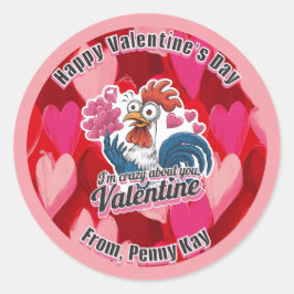 Chicken Valentiness Sticker Runt Klistermärke