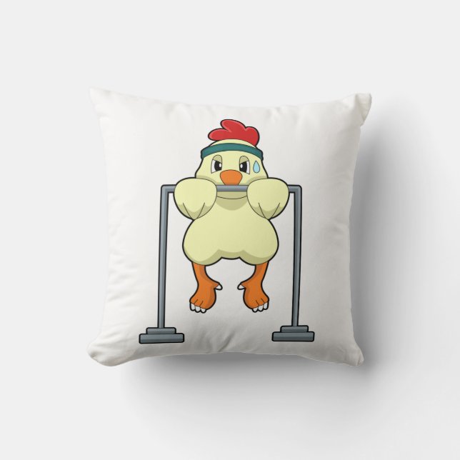 Chicken vid Fitness Drups Kudde (Framsida)