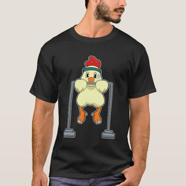 Chicken vid Fitness Drups T Shirt (Framsida)