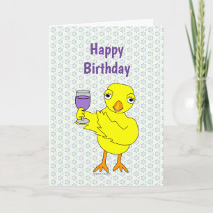 Chicken Vin Glass födelsedag Kort