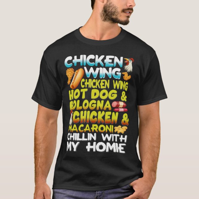 Chicken Vingar Chicken Vingar Hett Hund & Bologna  T Shirt (Framsida)