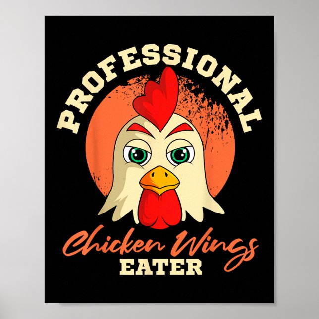 Chicken Vingar Eater Retro Vintage Barbeque Buffal Poster (Framsidan)