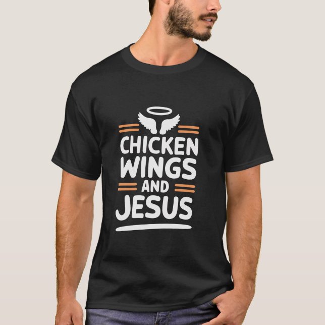 Chicken Vingar och Jesus Foodie t Shirt (Framsida)