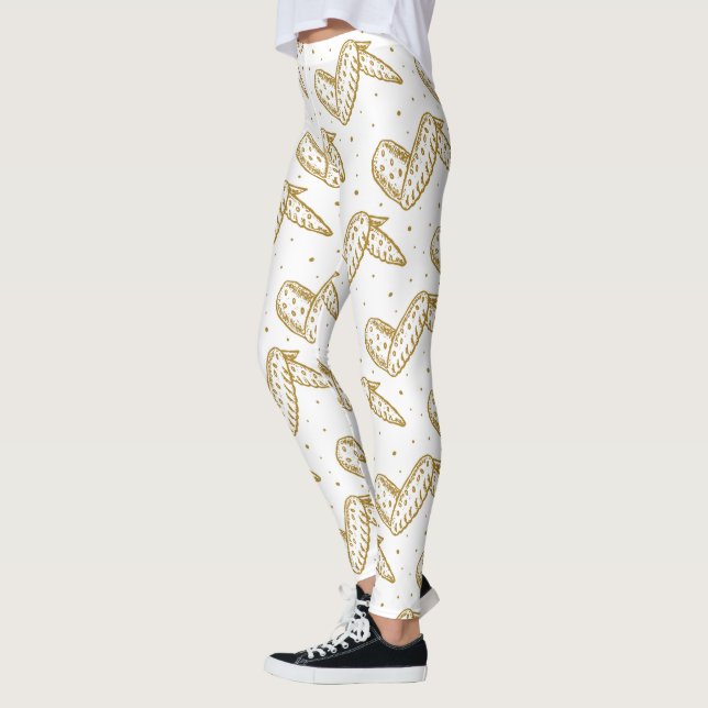 Chicken Vingar på Polka Dot Background Leggings (Vänster)