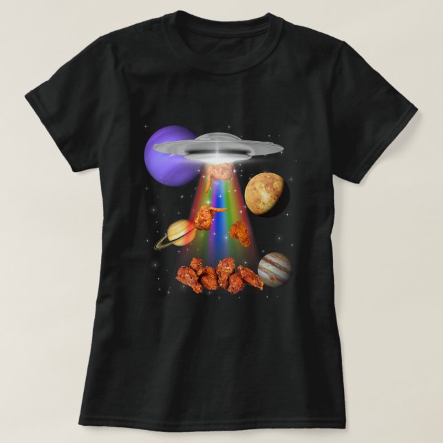 Chicken vinge Älskare Alien Abduction UFO LGBTQ Su T Shirt (Design framsida)