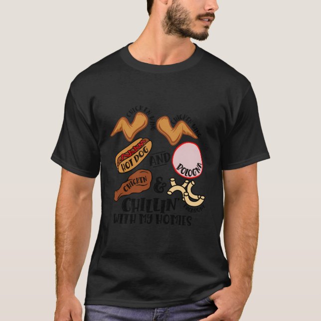 Chicken Vinge Chicken Vinge Hett Hund Bologna Vira T Shirt (Framsida)