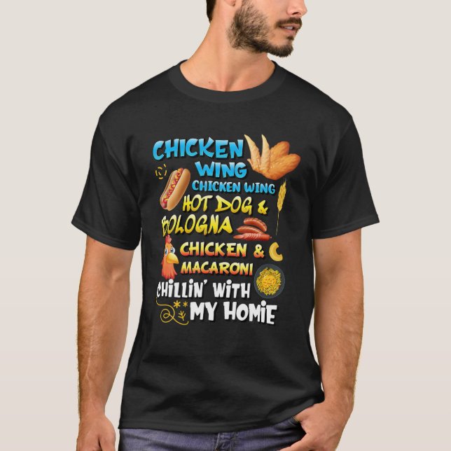 Chicken Vinge Chicken Vinge Hett Hund och Bologna  T Shirt (Framsida)