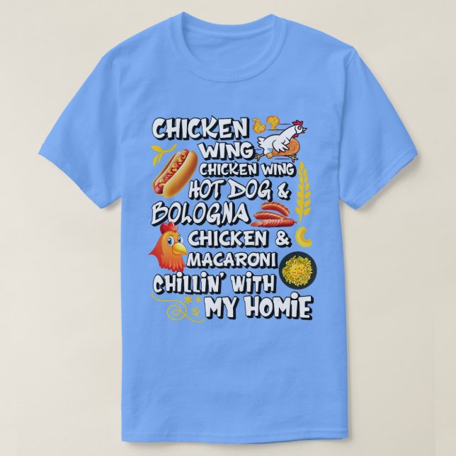 Chicken Vinge Chicken Vinge Hett Hund och Bologna  T Shirt (Design framsida)