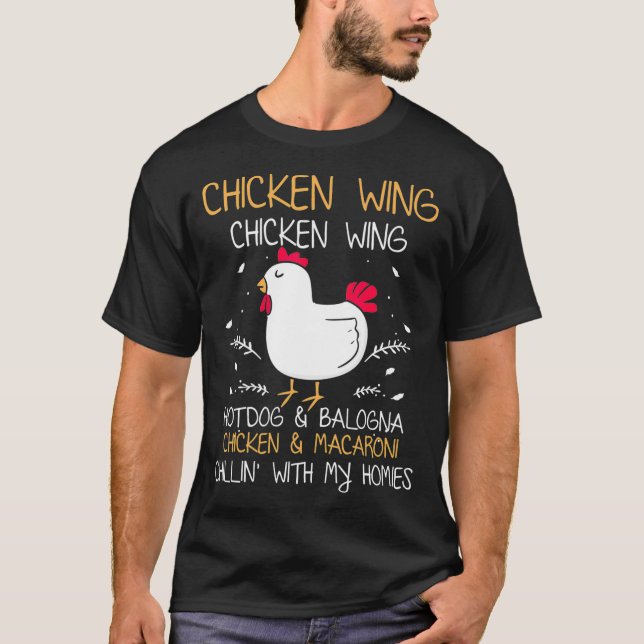 Chicken Vinge Hotdog Bologna Meme Sång T Shirt (Framsida)