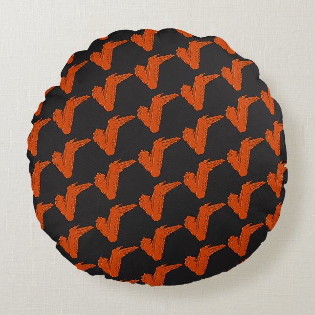 Chicken Vinge Round Pillow Rund Kudde (Framsidan)
