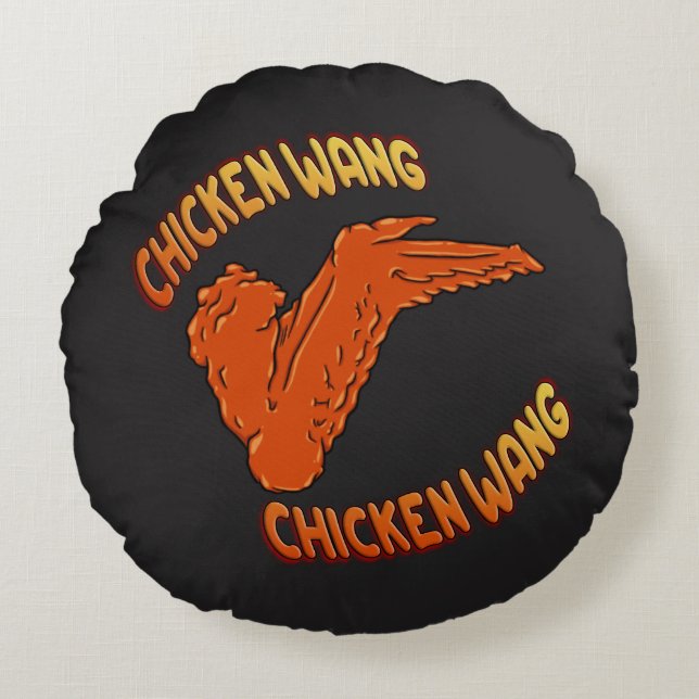 Chicken Vinge Round Pillow Rund Kudde (Framsidan)