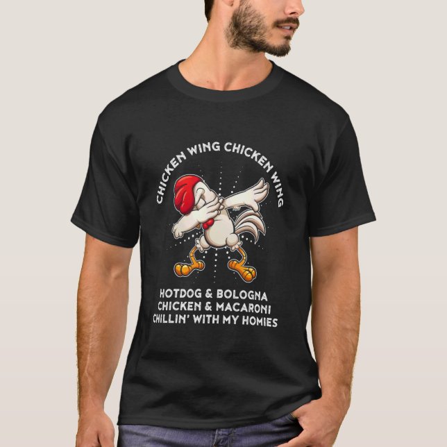 Chicken Vinge Sång Lyric Hett Hund Bologna Macaron T Shirt (Framsida)