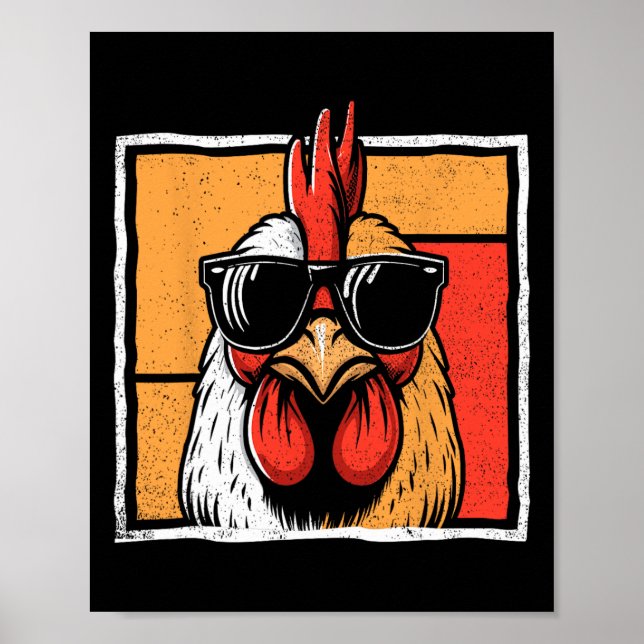 Chicken Vintage Funny Tupp Farmer Chickens Fath Poster (Framsidan)