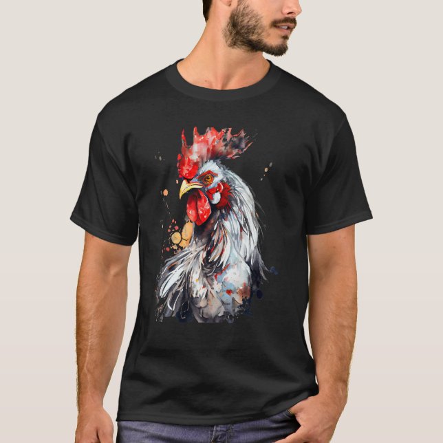 Chicken Watercolor  For Men Women T Shirt (Framsida)