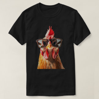 Chicken Wearing Sunglasses Graphic Funny Farmer T Shirt