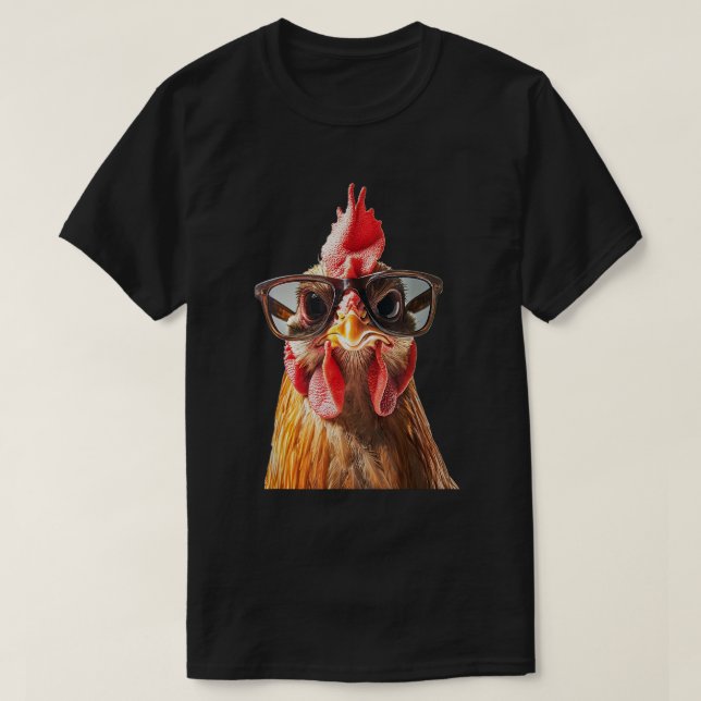 Chicken Wearing Sunglasses Graphic Funny Farmer T Shirt (Design framsida)