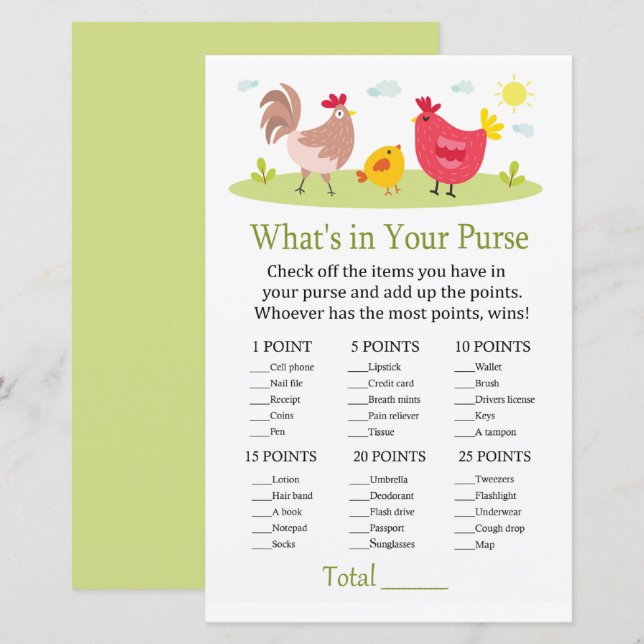 Chicken What's in your purse match babydusch (Fram/baksida)