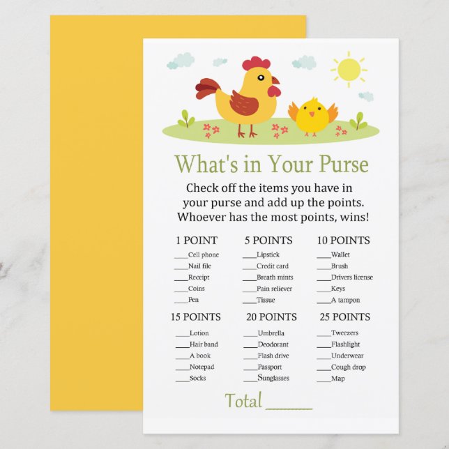 Chicken What's in your purse match babydusch (Fram/baksida)