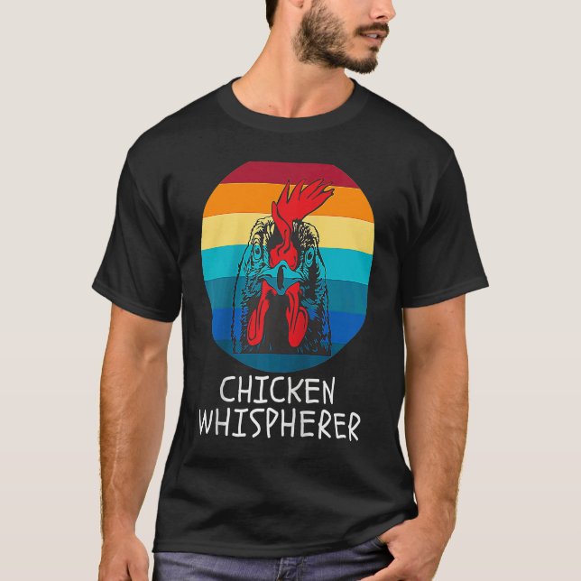 Chicken Whisperer with Retro Sunset  Backyard Chic T Shirt (Framsida)