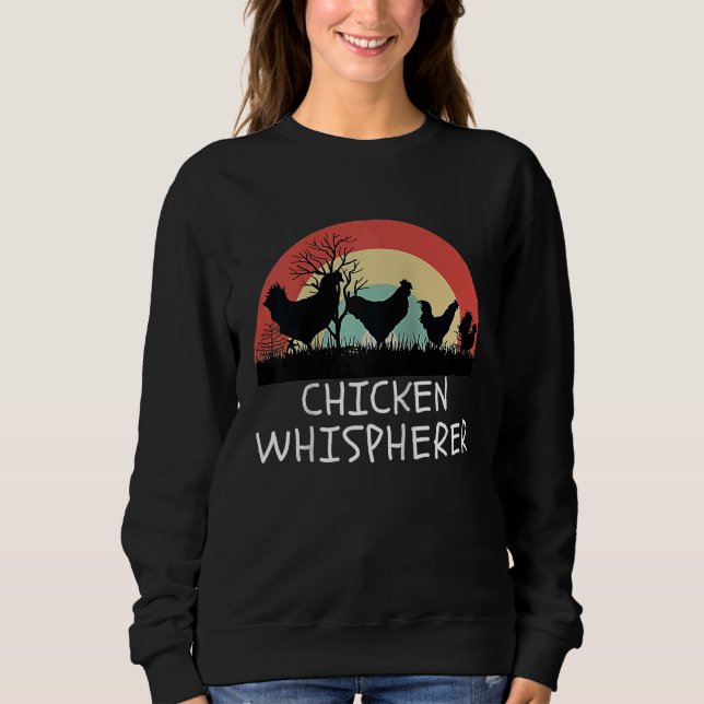 Chicken Whisperer with Retro Sunset  Backyard Chic T Shirt (Framsida)