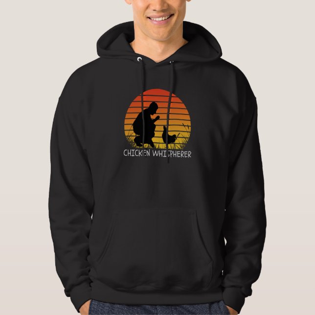 Chicken Whisperer with Retro Sunset Backyard Chick Hoodie (Framsida)