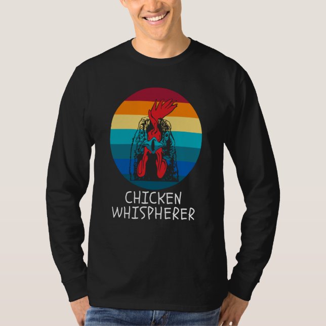 Chicken Whisperer with Retro Sunset Backyard Chick T Shirt (Framsida)
