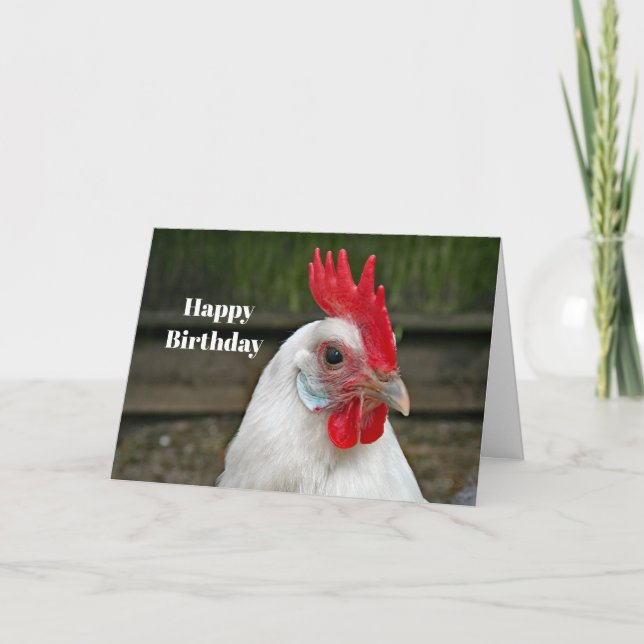 Chicken White Head Tupp Photo Birthday Kort (Framsida)