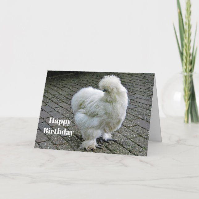 Chicken White Silkie Photo Birthday Kort (Framsida)
