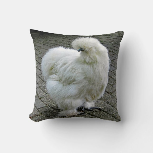 Chicken White Silkie Photo Kudde (Framsida)
