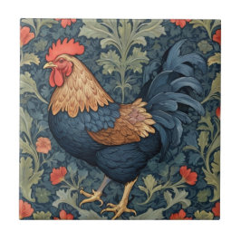 Chicken William Morris stil Lämnat mot Tupp Kakelplatta