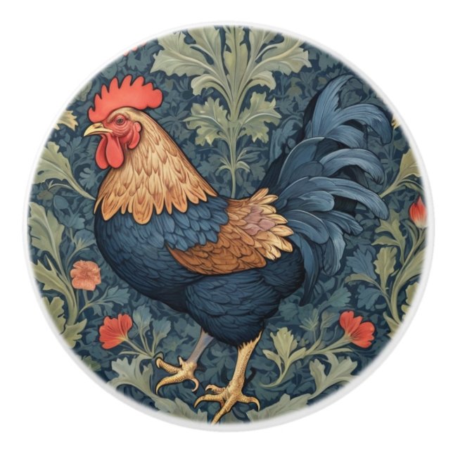 Chicken William Morris stil Lämnat mot Tupp Knopp (Framsidan)