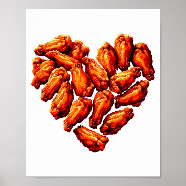 Chicken Wings Are My Valentine Heart Funny Valenti Poster (Framsidan)