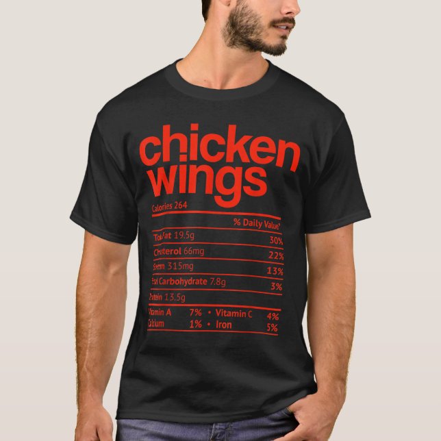 Chicken Wings Nutrition Fact Funny Thanksgiving Ch T Shirt (Framsida)