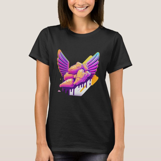 Chicken Wings Synthwave 80s Retrowave Aesthetic T Shirt (Framsida)