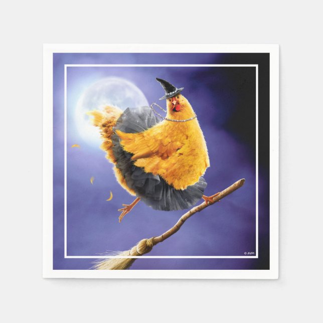 Chicken Witch på Broomstick Pappersservett (Framsidan)