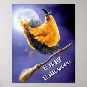 Chicken Witch på Broomstick Poster