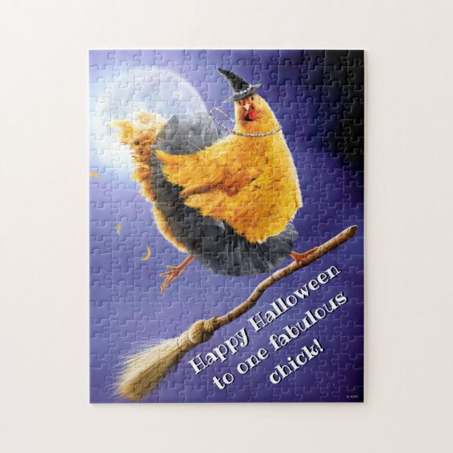 Chicken Witch på Broomstick Pussel (Vertikal)