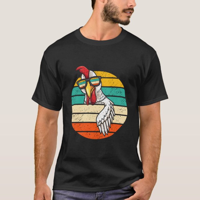 Chicken With Sunglasses Farmer Poultry T Shirt (Framsida)