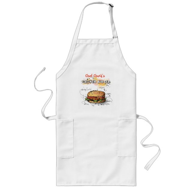 Chickenburger Art Personlig Grilling Apron Långt Förkläde (Framsidan)