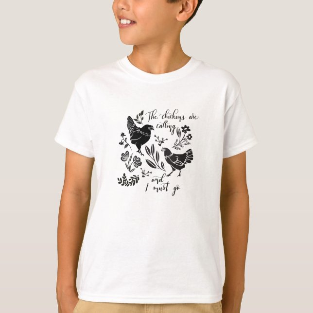 Chickenerna ropar barnens grundläggande T-Shirt (Framsida)
