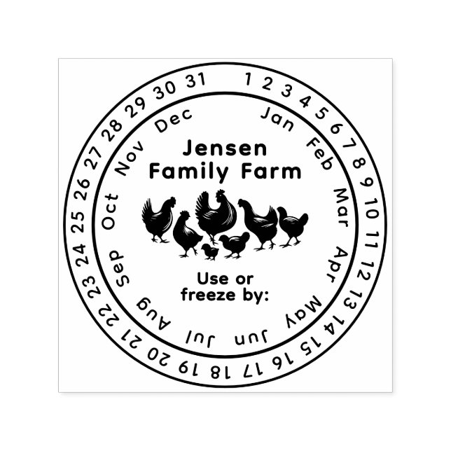 Chickens återkommande kalenderfriskhetsdatum självfärgande stämpel (Design)