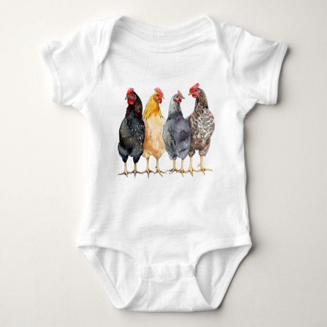Chickens Baby Farmer Bodydräkt, Land Småbarn Tee (Framsida)
