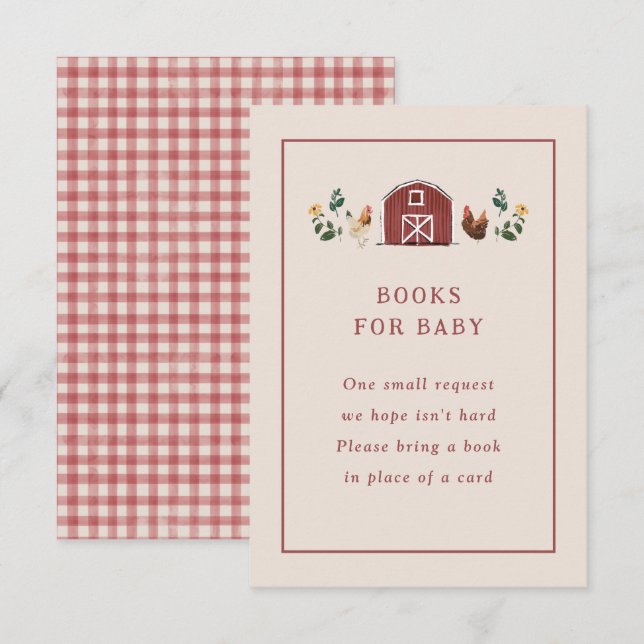 Chickens Barn Charming Farm Baby Shower Books Tilläggskort (Fram/baksida)