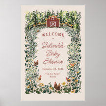 Chickens Barn Charming Farm Baby Shower Welcome