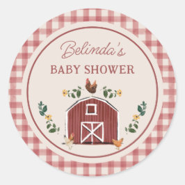 Chickens Barn Charming Farm Shower Gingham Runt Klistermärke