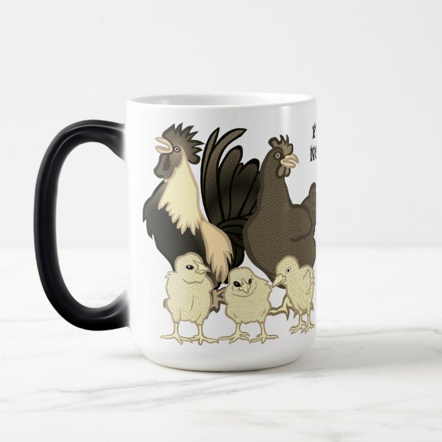 Chickens Colorful Modern Friendly Illustration Magisk Mugg (Vänster)