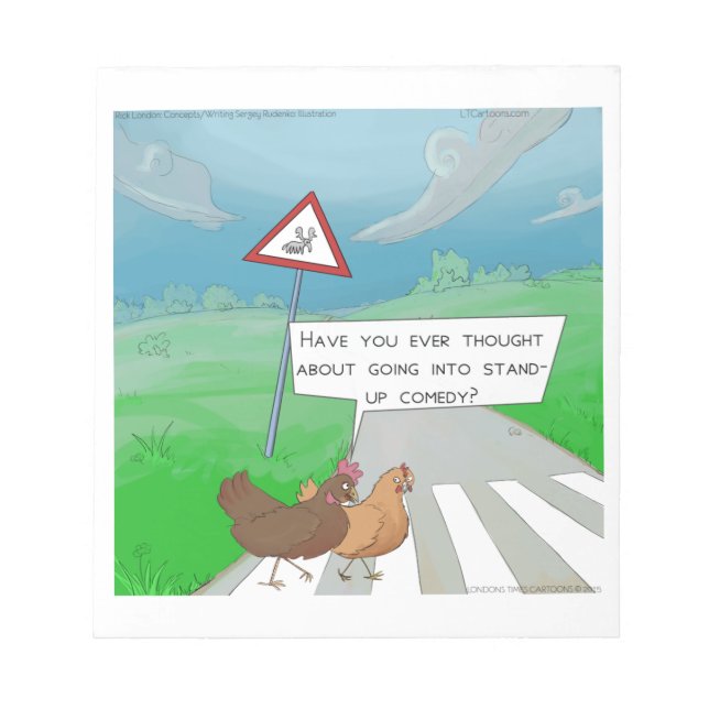 Chickens Crossing Road Funny Tecknad Anteckningsblock (Framsida)