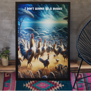 Chickens Dance genom Fält Poster