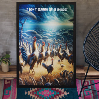 Chickens Dance genom Fält Poster